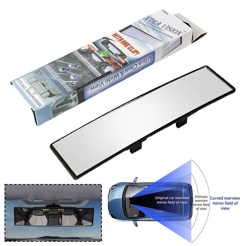 Original Car Panoramic Rearview Mirror, Interior Clip On Wide-angle Rearview Mirror, Universal Extended Large Rearview Mirror