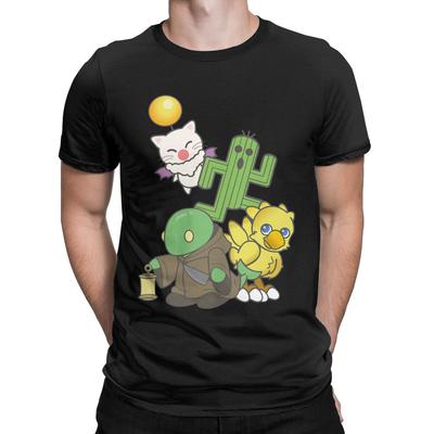 Team Final Fantasy moogle chocobo tonberry cactuar rpg game square enix geek nerd Футболки Унисекс 100% Хлопковая одежда Идея подарка Унисекс