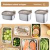 Ящик для хранения в холодильнике емкостью 300/500/600 мл с прозрачной герметичной крышкой, нержавеющая сталь 304, большая вместимость, можно мыть в посудомоечной машине, штабелируемый, овощи, фрукты