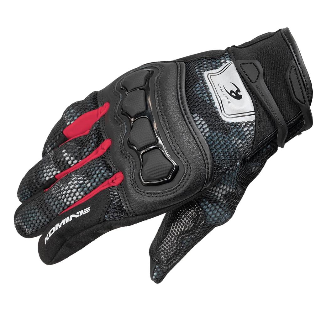 KOMINE Motorcycle Gloves Protective 3D Mesh Size L GK-2153 Gloves, Black,