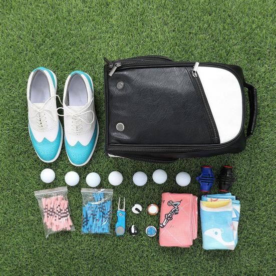 Сумка для обуви для гольфа с застежкой-молнией, большая вместимость, водонепроницаемая, износостойкая, спортивная сумка с ремешком и боковым карманом для аксессуаров