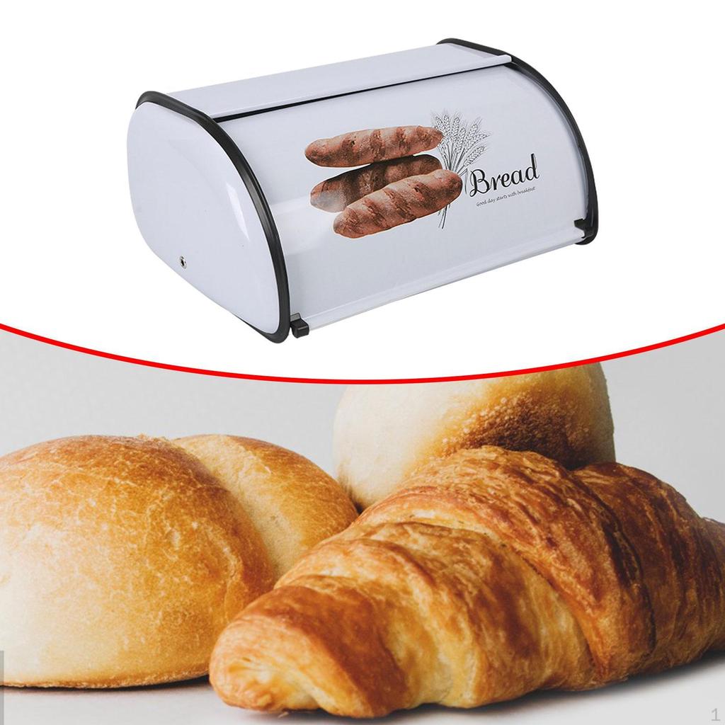 Metal Drum Shaped Bread Box Roll Top Bin for Home Cookies Entrance