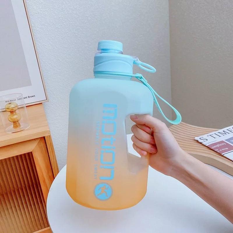 2 Liter Sports Water Bottle With Straw Large Capacity Fitness With Scale Gradient Kettle Outdoor Plastic Portable Water Bottle