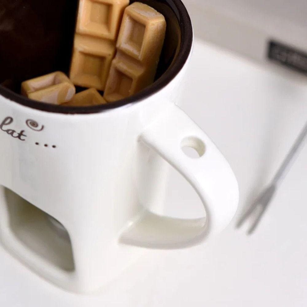 With Fork Chocolate Mug Detachable Chocolate Melt Oven Cup Creative Ceramic Coffee Cup Ice Cream