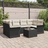 7-Piece Garden Sofa Set with Black Cushions In Poly Rattan, Two-Seater Garden Sofa with Storage 3353926