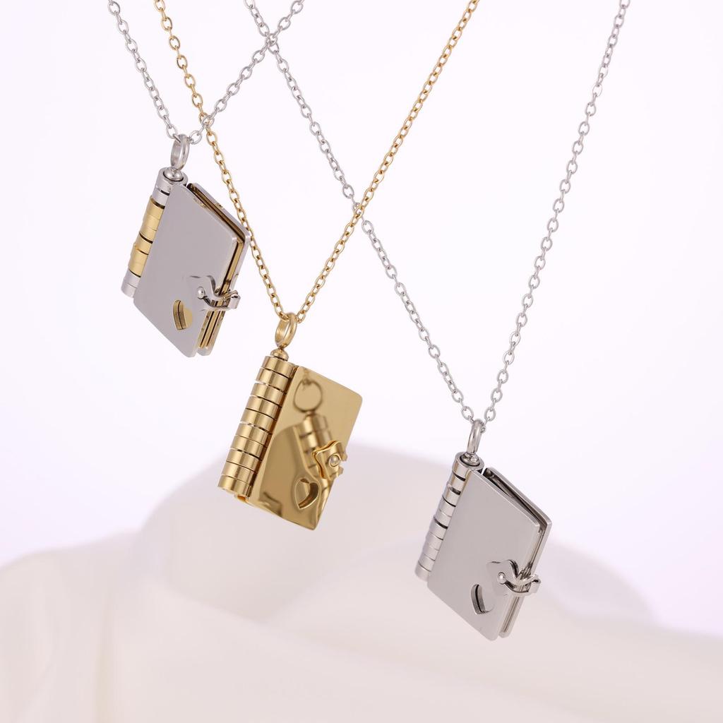 Подвеска-книга из нержавеющей стали с покрытием из 18-каратного золота, с гравировкой, для пар