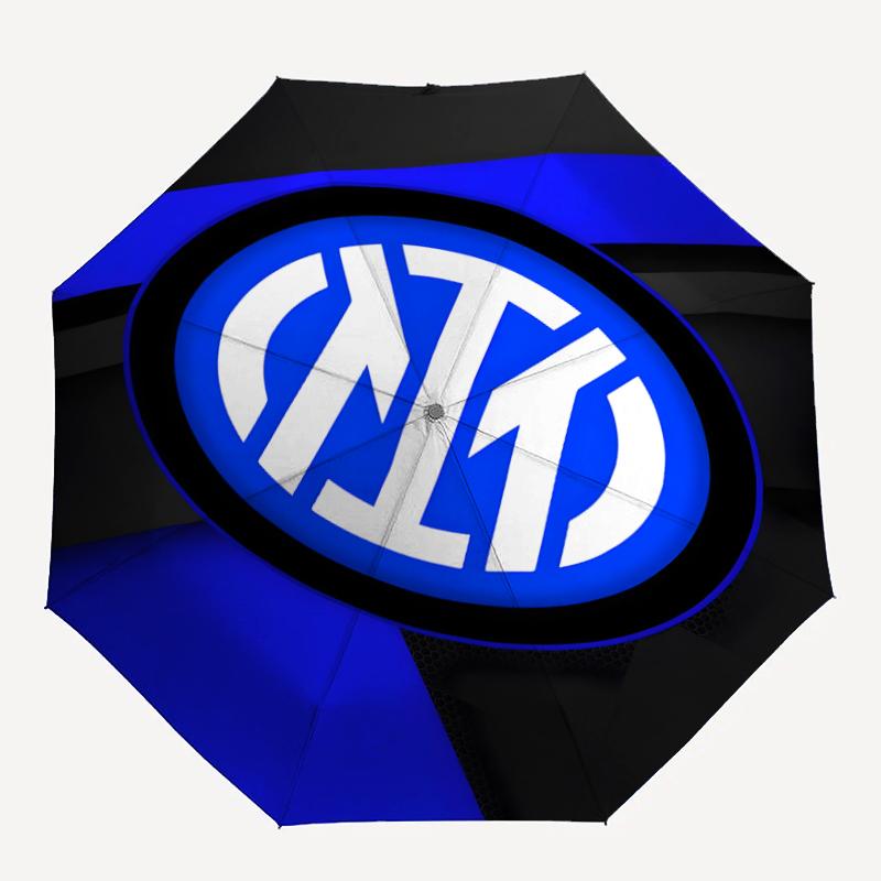 1pc I-Internazionale Milano (12) Umbrella, Sun Protection, And UV Shielding. It Has Eight Sturdy Ribs for Outdoor Use And Perfect As a Holiday Gift
