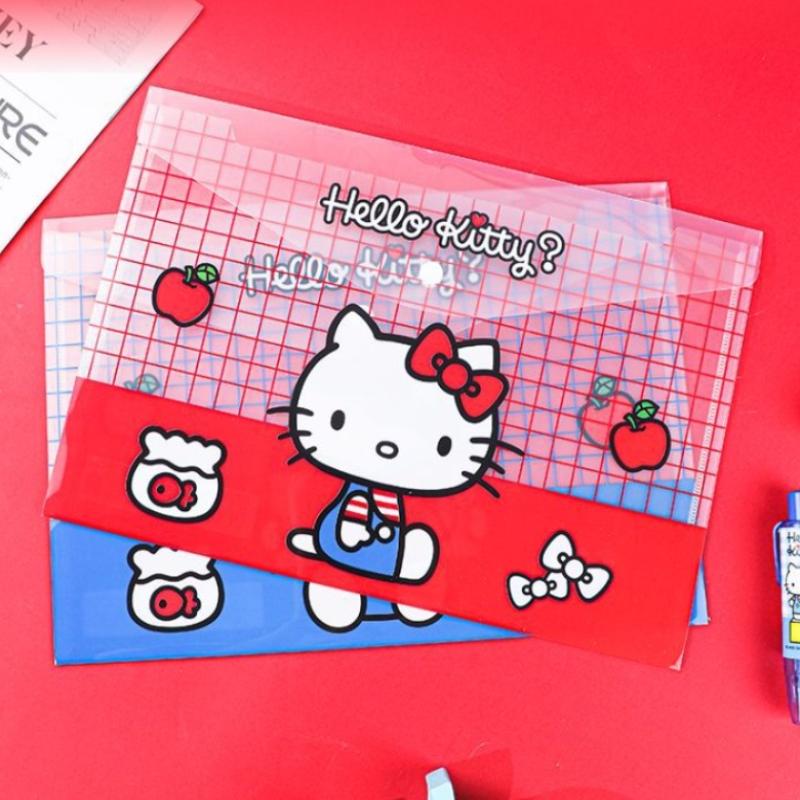 Sanrio Сумка формата А4 на кнопке-защелке Милый мультяшный органайзер для документов Большая вместимость Хранение экзаменационных работ и документов Креативный классификационный пенал