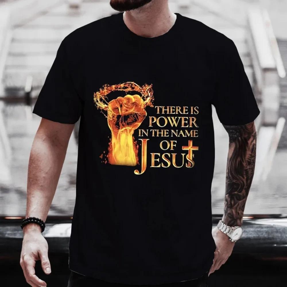 Мужская футболка с рисунком в виде буквы «Кулак и Иисус», модные графические топы, футболки с коротким рукавом, летняя уличная одежда для мужчин, свободная одежда