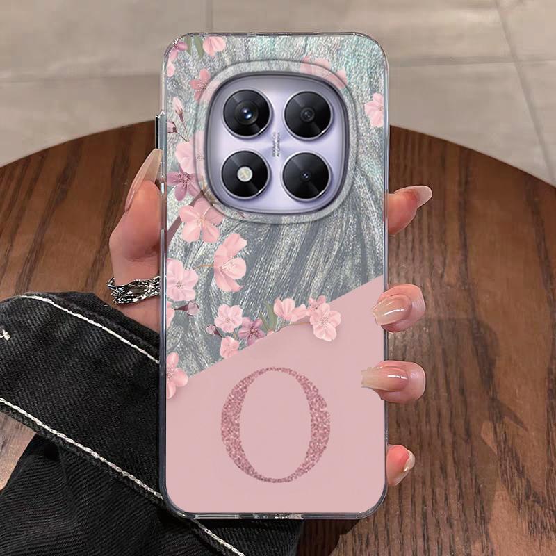 Case For Redmi Note 13 Pro 14 Pro Plus Redmi A3 14C Poco X7 Pro Xiaomi 13T 14T 5G Phone Cover Letter Flowers For Redmi A5 Bumper