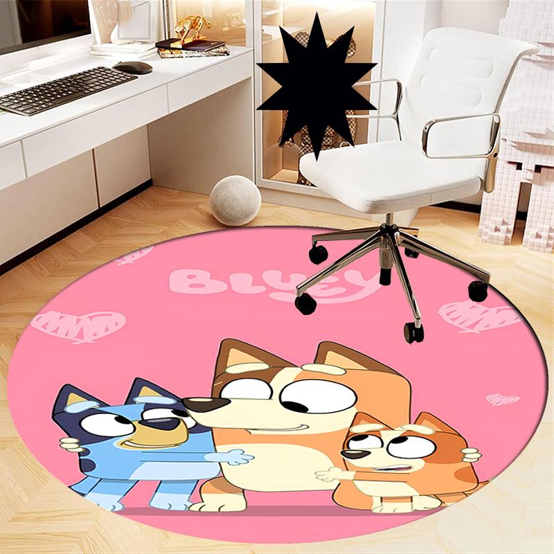 Bluey Printed Round Rug Carpet Chair Rug Area Rug Entryway Doormats,for Office Chair Living Room Bedroom Kitchen Room.