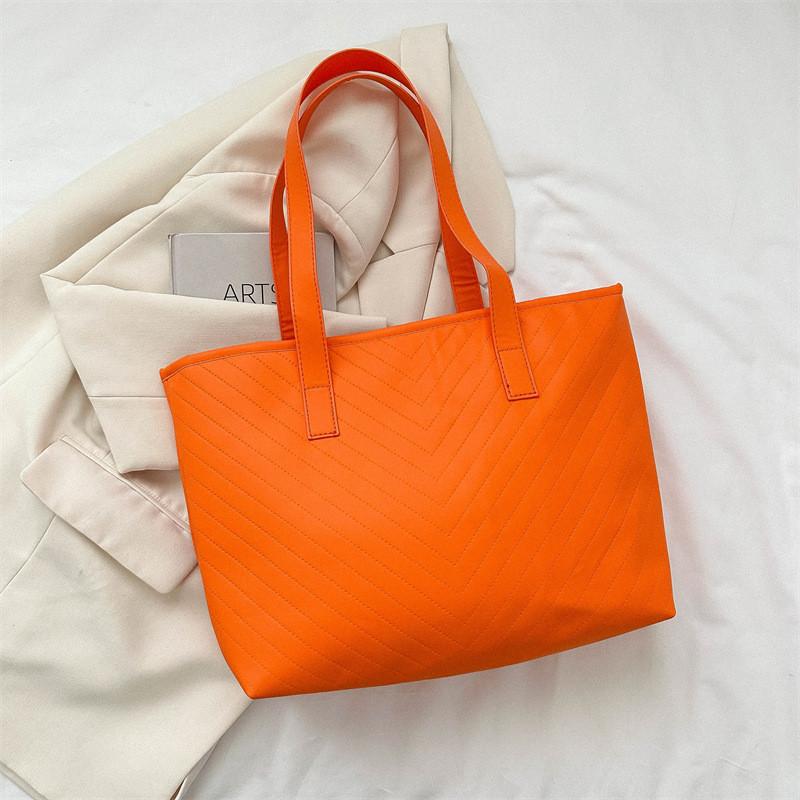 Trendy Simple Design Pu Tote Bag For Women Spacious Everyday Shoulder Bag
