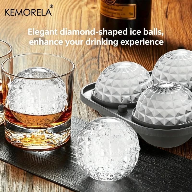 3D Silicone Crystal Spherical Ice Cube Mold With Funnel Mold Spherical Silicone Ice Cube Mold for Cocktail Whiskey Drink Brandy 6