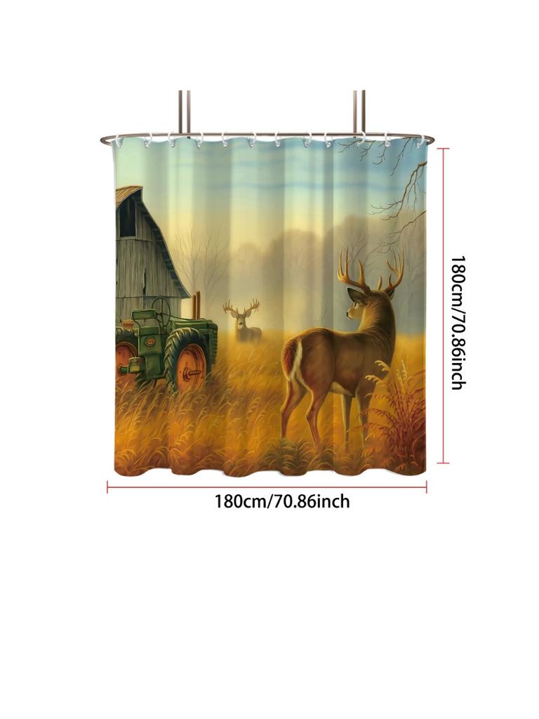 1 шт. Водонепроницаемая шторка для душа с принтом фермерского лося, разделительная шторка для ванной комнаты, защита, конфиденциальность, разные размеры, простая установка
