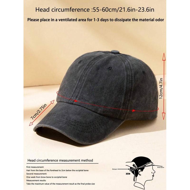 Vintage Washed Linen Baseball Cap Unisex Wide Brim Flat Top Hat Casual Wear