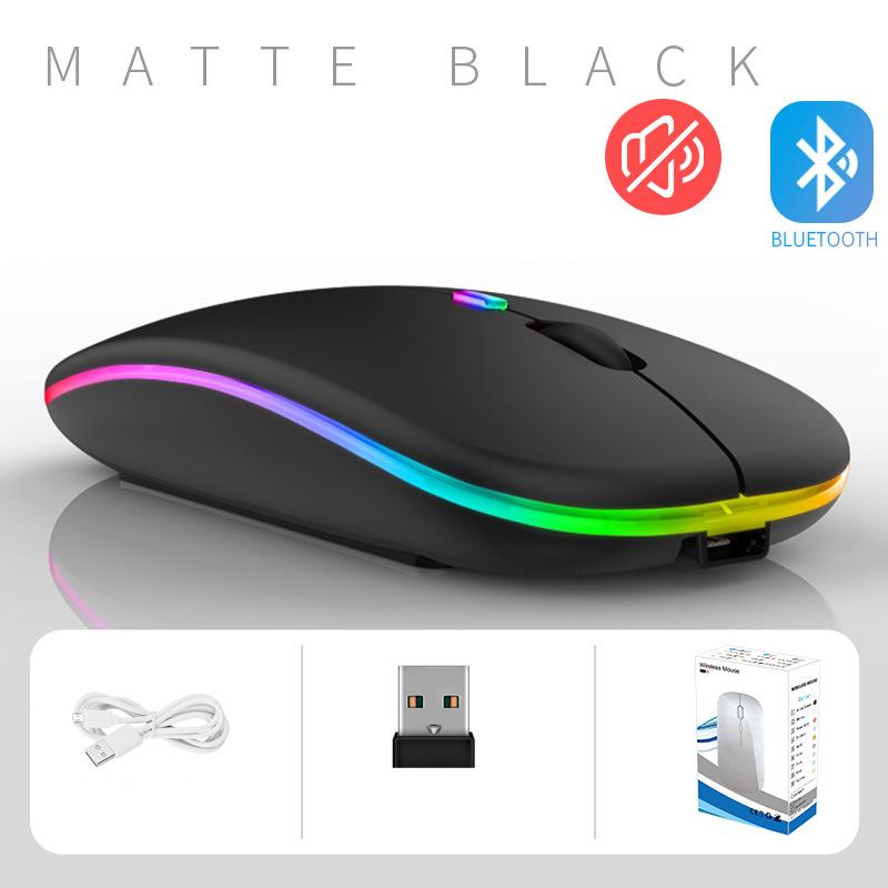 New Bluetooth Dual-mode Wireless Mouse Ultra-thin USB Fiber-optic Luminous Wireless Mouse 2.4G Receiving High-speed Computer Dedicated LM