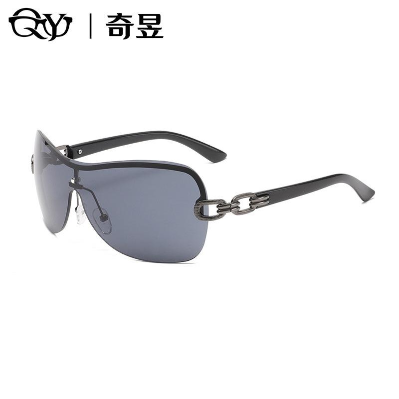 Millennium style frameless one-piece sunglasses women's premium sense personality chain retro sunglasses sunglasses