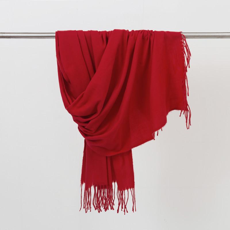 70*200 см осенне-зимний новый женский кашемировый шарф однотонный имитация кашемира шарф толстая вышитая кашемировая шаль