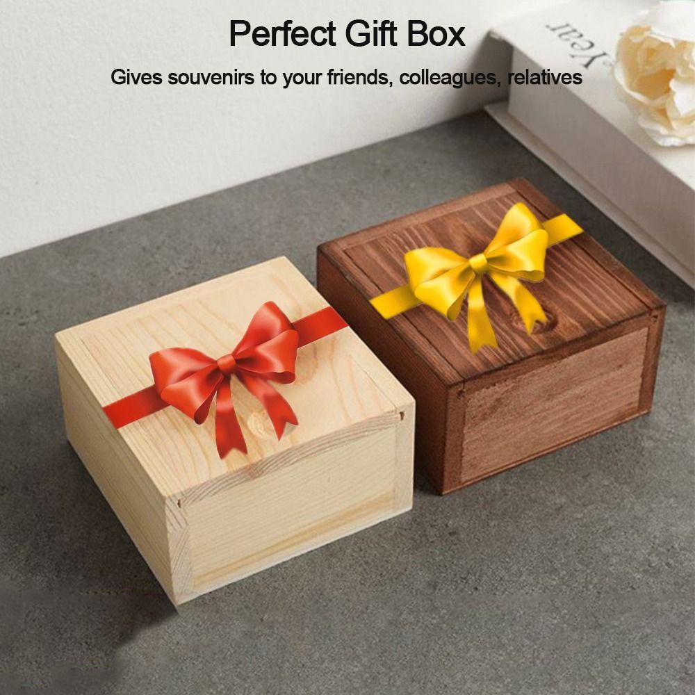 Natural With Slide Top Card Keeper Wooden Box Jewelry Organizer Case Storage Box Beads Container