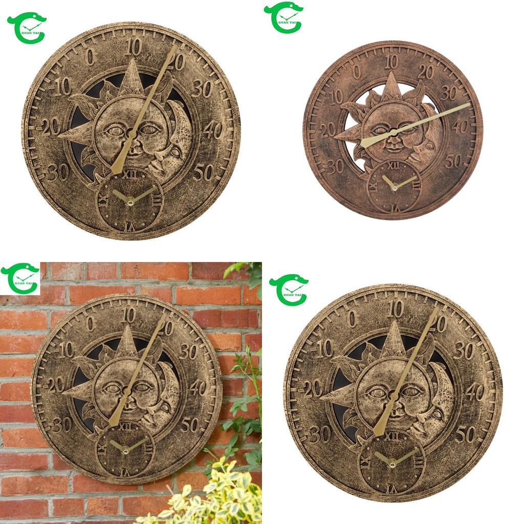 Винтажные настенные часы из смолы в европейском стиле с отображением температуры для декора гостиной и спальни