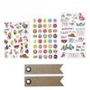 89 Colorful Tropical Stickers + 20 Kraft Pennant Labels