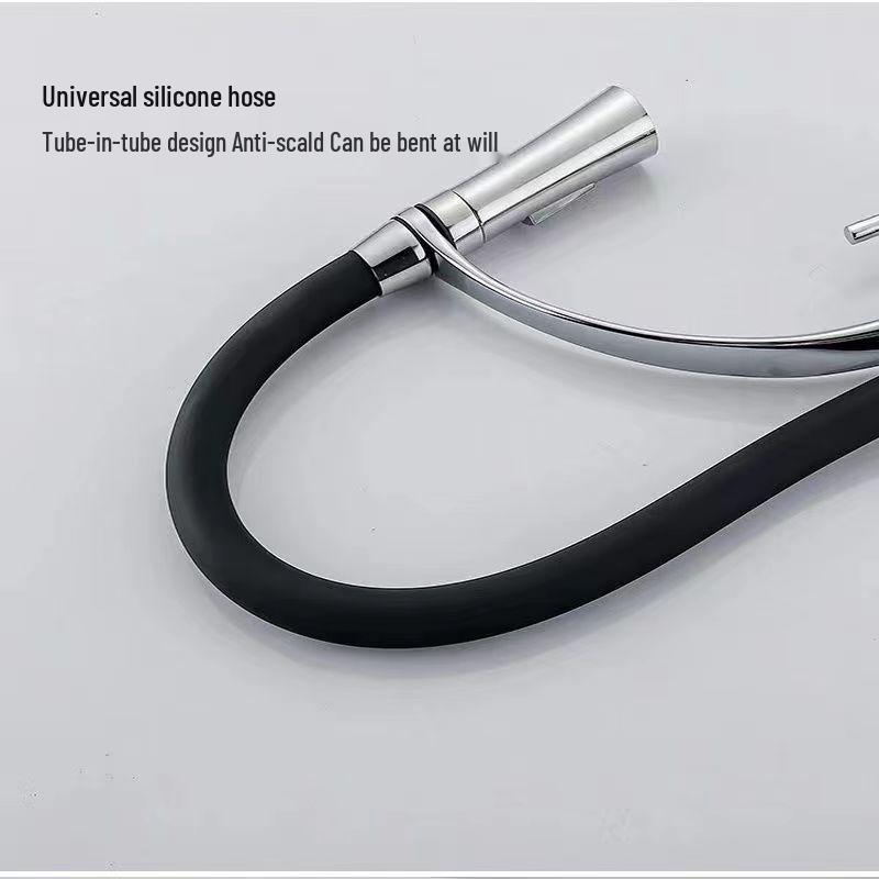 Вращающийся полностью медный выдвижной кухонный смеситель для горячей и холодной воды