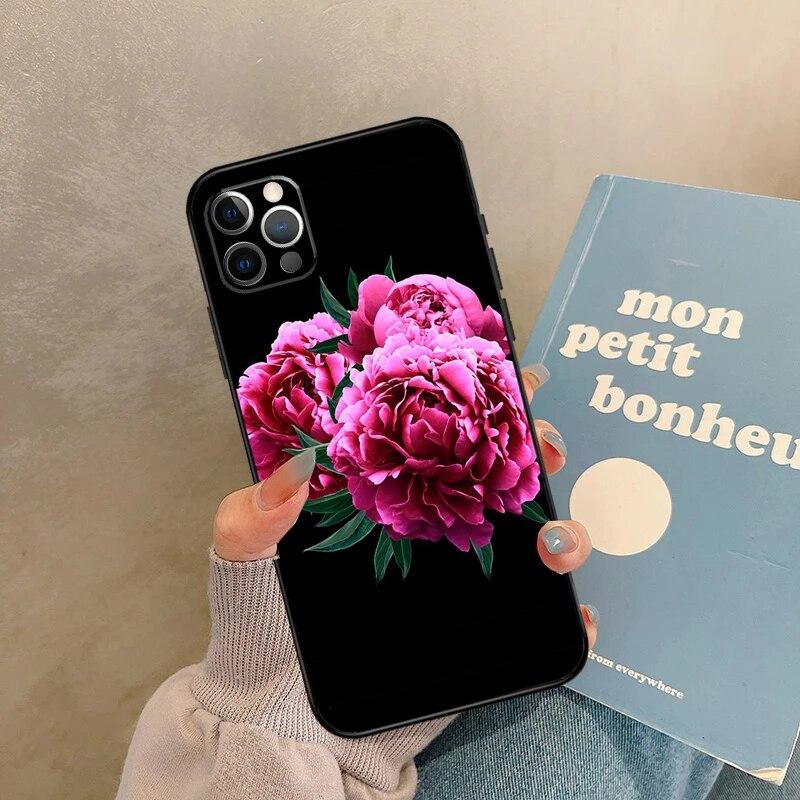 Розовый фиолетовый чехол для телефона с изображением пиона для iPhone Samsung Galaxy Redmi Xiaomi Oppo OnePlus Note SA 7 8 9 10 11 12 13 14 20 21 22 23 53 54 Pro Max Plus Ultra