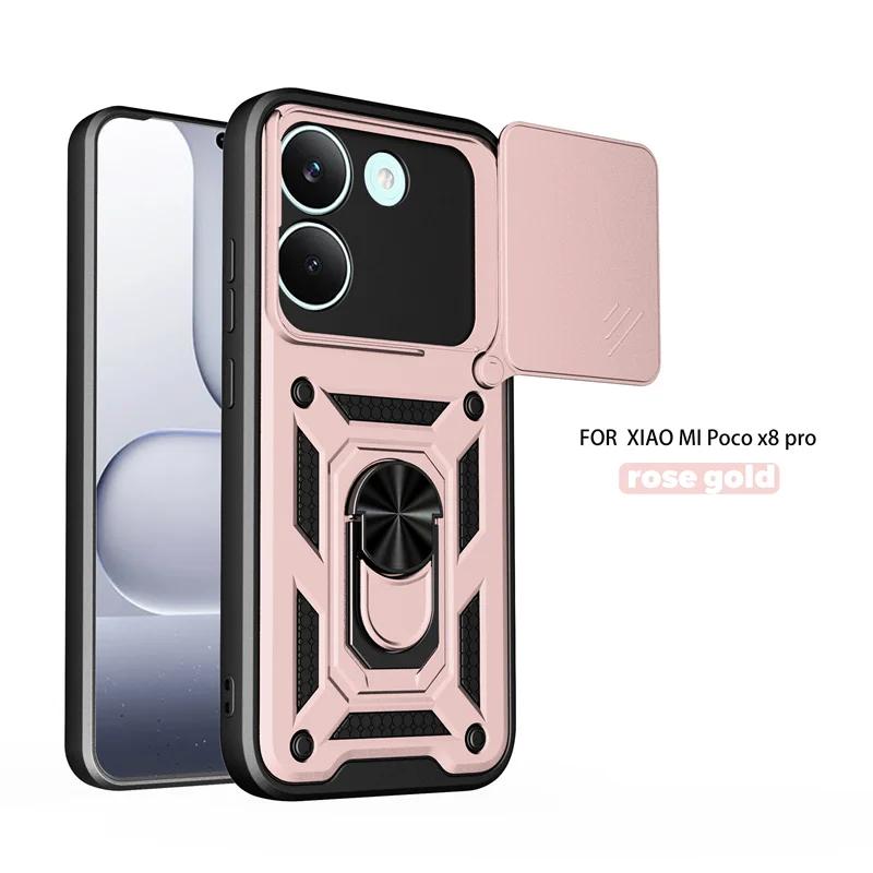Чехол Для Xiaomi Poco X8 Pro 5G Чехол Бронированный Слайдер Защита Камеры Кольцо-Подставка Задняя Крышка Для Pocco Poko Little X8Pro PocoX8pro Capa
