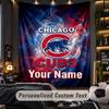 TapestryChicago Cubs Custom Name Text Personalized Wall Hanging Tapestry Home Wall Decor