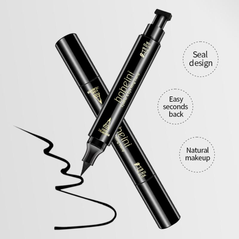 2 в 1 двусторонняя жидкая подводка для глаз, штампы для лица, макияж, чрезвычайно черный, водостойкий, тонкий гель, фломастер, жидкая подводка для глаз с высоким содержанием черного пигмента