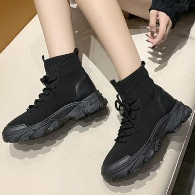 Мода 2024 года, женские новые зимние стильные плюшевые теплые сетчатые дышащие ботинки на толстой подошве с модной однотонной подошвой