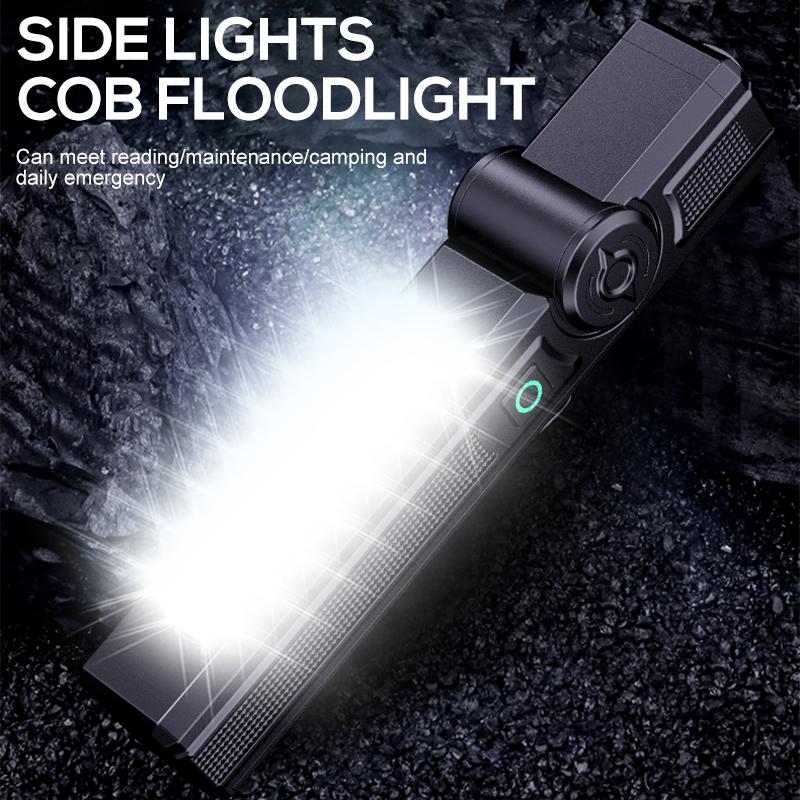 New Portable COB LED Flashlight Type-C C Rechargeable Work Light Magnetic Lanterna with Pen Clip Built-in Battery Camping Torch
