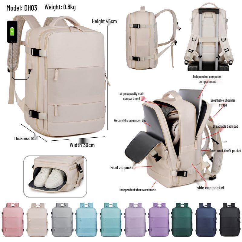 Мужской рюкзак большой вместимости для деловых поездок с отделением для обуви