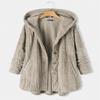Women Winter Autumn Warm Hooded Coats Single-breasted Loose Casual Plush Long-sleeved Coat Plus Size Hoodie