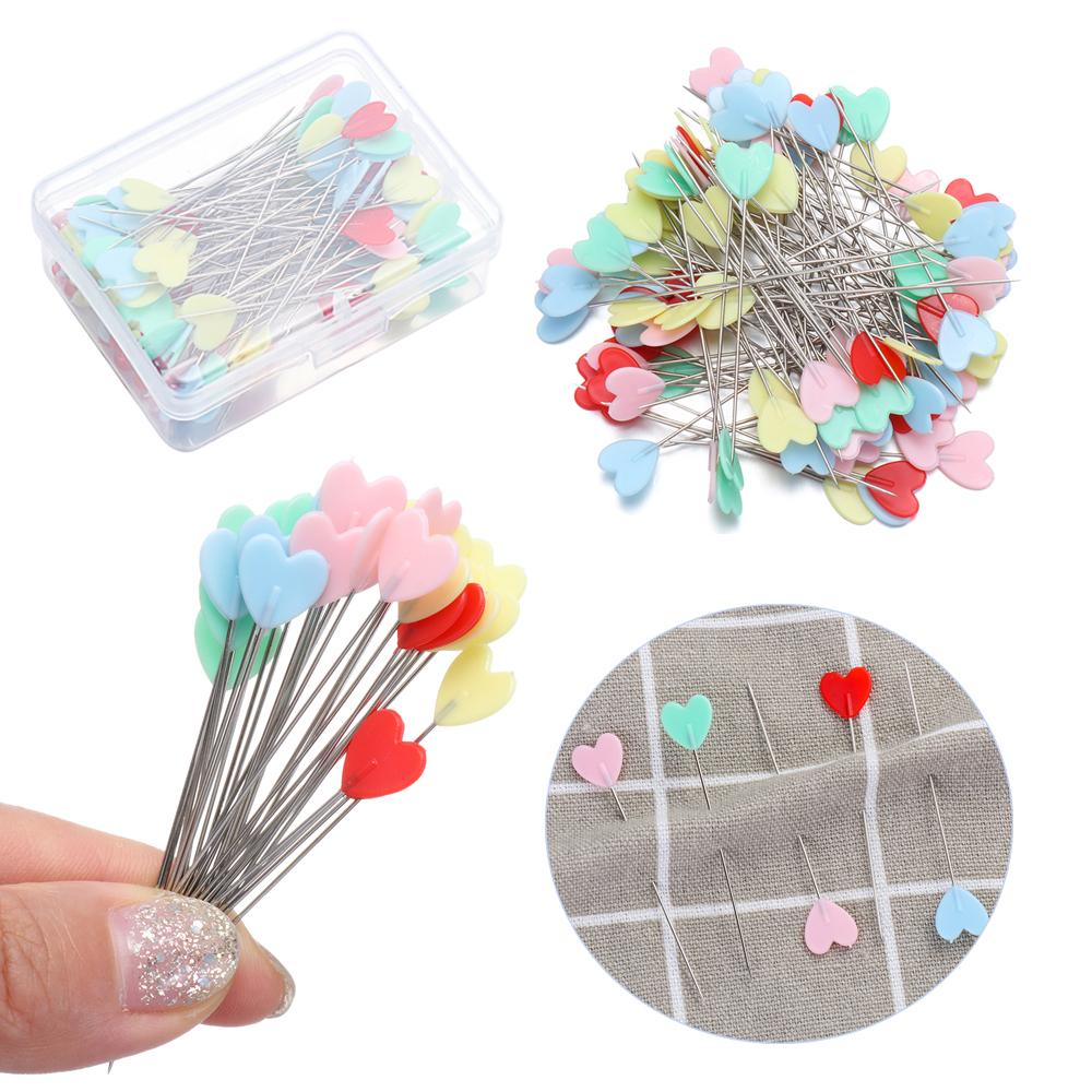 100 ШТ. Полезные мини-иглы Разноцветные швейные булавки Сердечко Лоскутное шитье Квилтинг