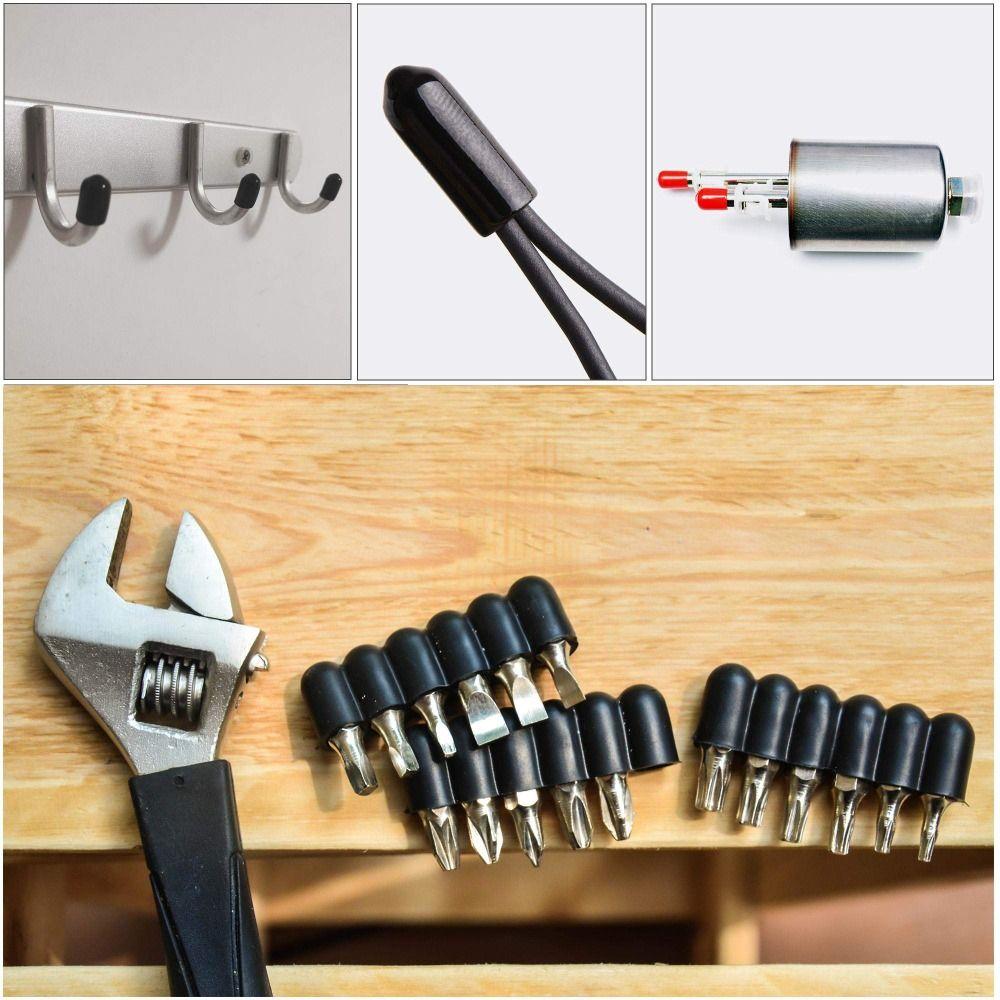50pcs Black Screw Thread Protectors 3mm~9.5mm Rubber End Caps Split Resistant   Screws