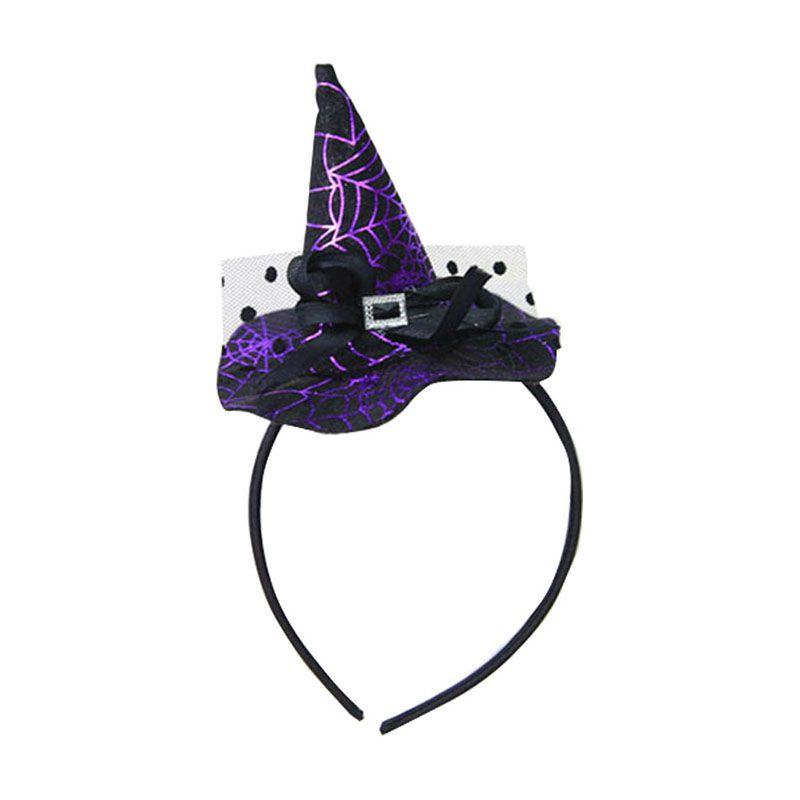 Элегантный Хэллоуинский Ободок в виде Шляпы Ведьмы с Кружевом Паутина и Дизайном Тыквы