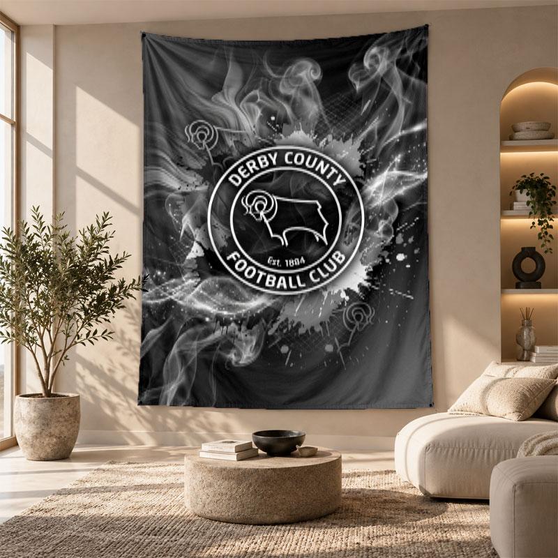 Decorative Tapestry,Derby County Football Printed Wall Art, Lightweight Wall Hanging For Bedroom Background