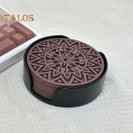 Набор из 6 силиконовых подставок для напитков, утолщенный нескользящий коврик под чашку с держателем, термостойкий поднос для кофе для горячих холодных напитков