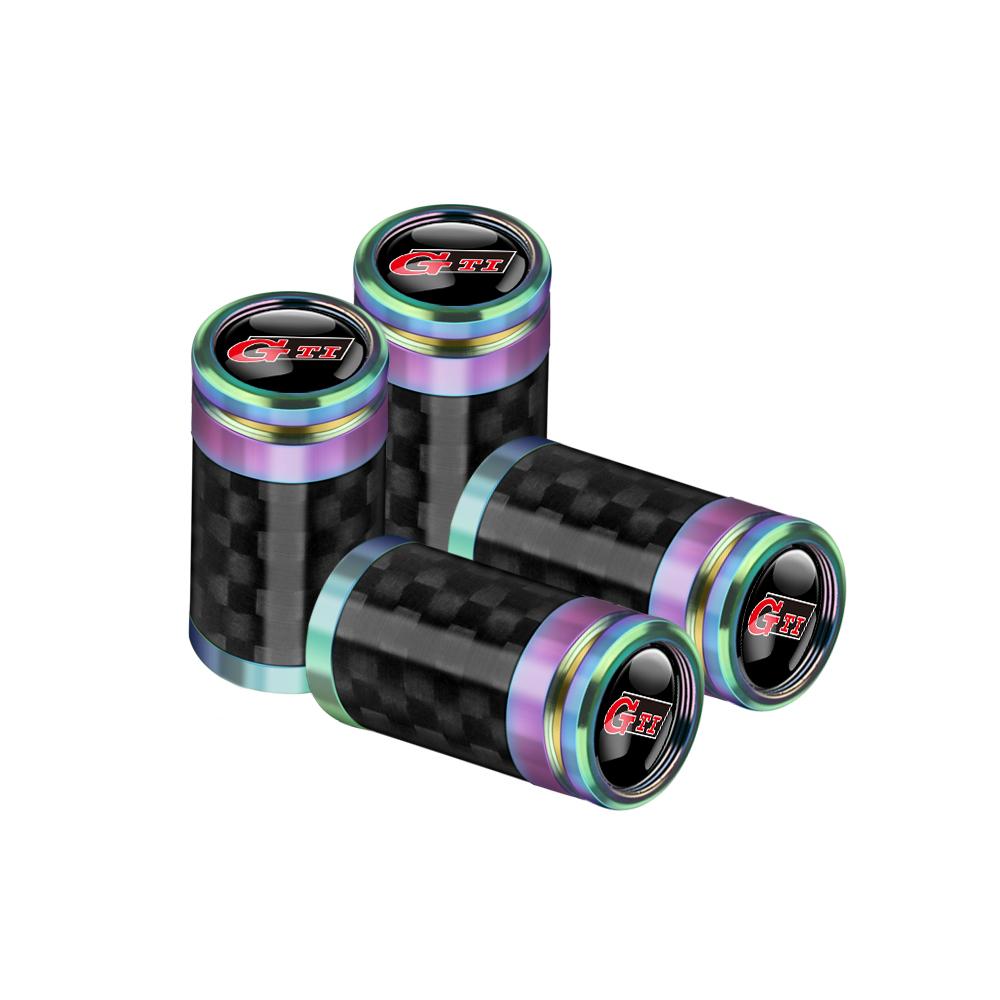 NRYJK1 4PCS Carbon Fiber Car Emblem Wheel Tire Valve Stem Cap Airtight Cover For Volkswagen Vw Tiguan Jetta Mk6 Scirocco GTI Polo 6R R