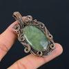 Prehnite Gemstone Jewelry Pure Copper Wire Wrapped Unique Handmade Pendant