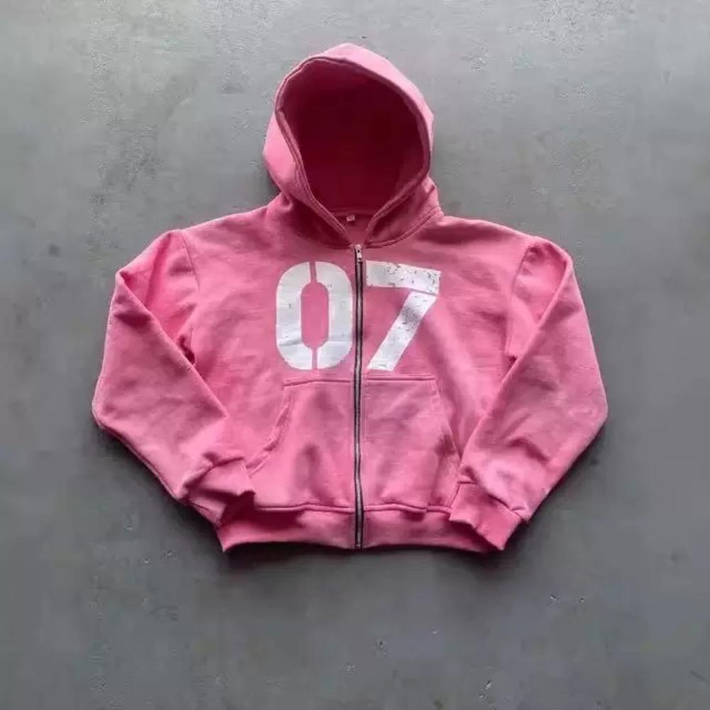 RogueWave Streetwear Y2K Повседневный кардиган на молнии Модный цифровой принт с капюшоном