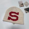 Autumn and winter new retro contrasting color letter wool hat men's and women's warm ear protection versatile knitted headgear