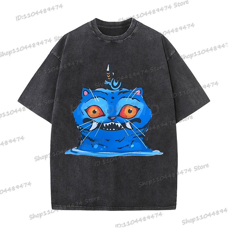 Новый фильм K-Pop Охотники на демонов Тигр Футболка Летняя Хлопковая Футболка с Коротким Рукавом для Женщин Мужчин Повседневная Постиранная Винтажная Футболка Топы