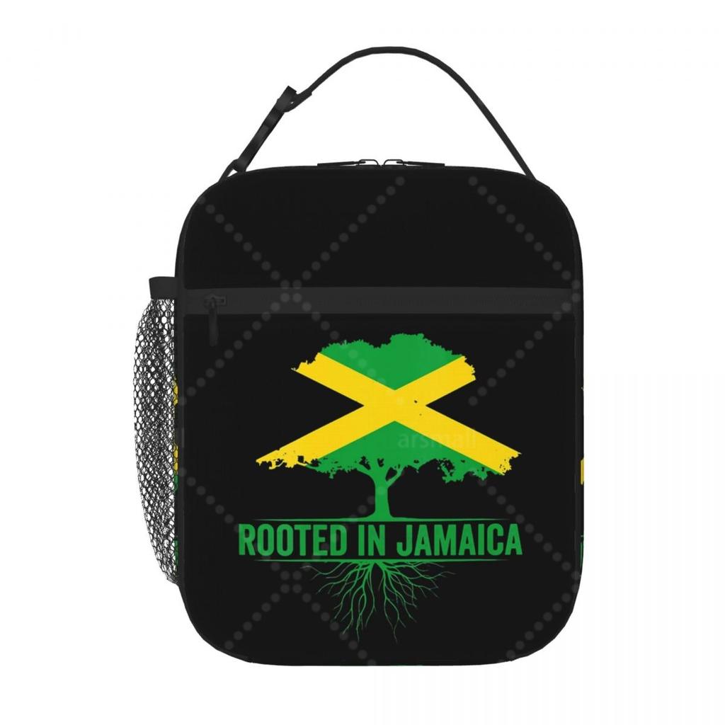 Jamaica Flag Lunch Bag Reusable Portable Cooler Thermal Lunch Box Oxford Bento Tote Bag for Work Travel Picnic