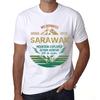 Мужская винтажная футболка с графическим принтом Mountain Explorer SARAWAK белого цвета