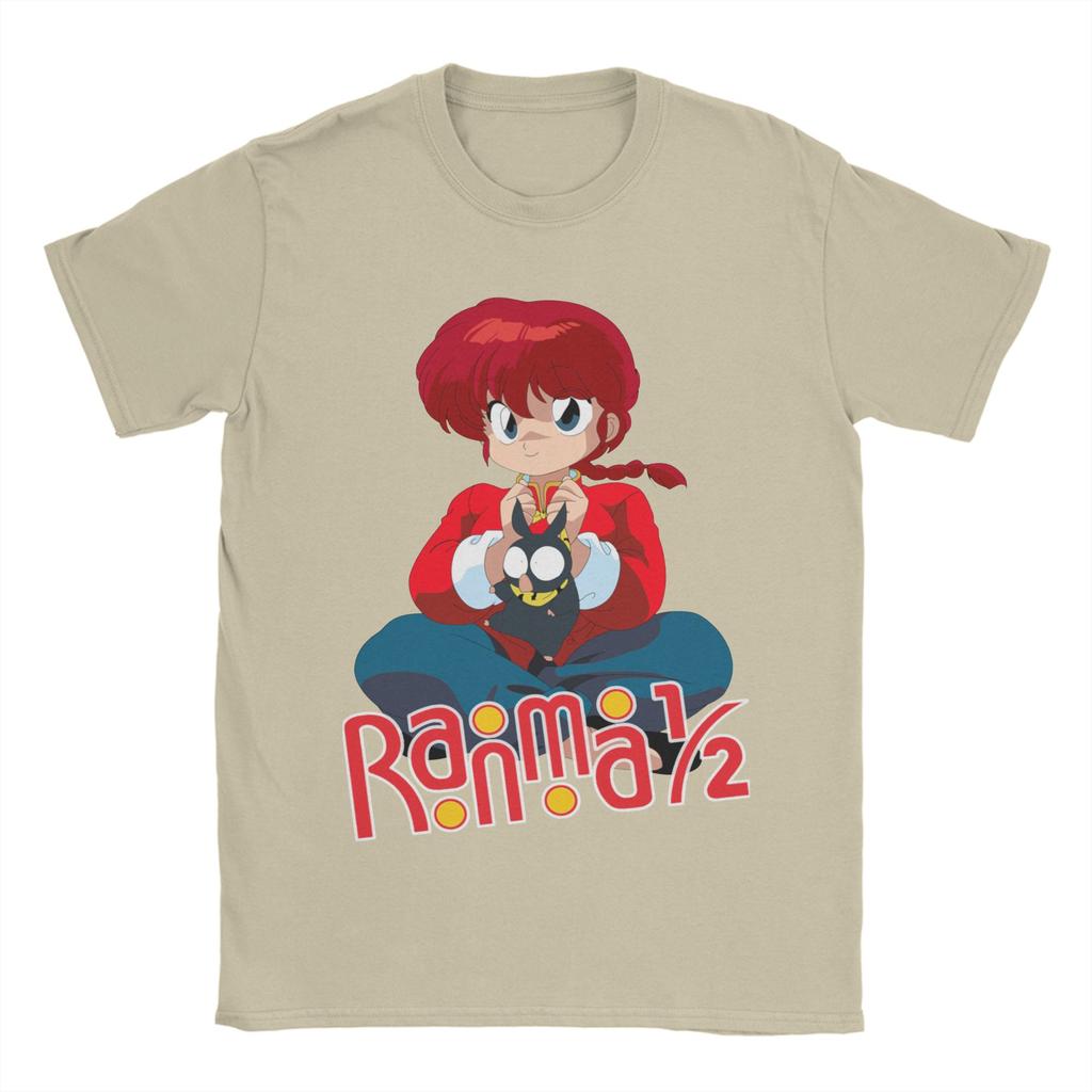 Mens TShirts Ranma 12 Funny Pure Cotton Tee Shirt Short Sleeve Anime Martial Pig Cute Panda T Shirts Crew Neck Clothing New