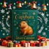 2025 Календарь Адвента с капибарами 24 дня Календарь обратного отсчета до Рождества с 24 шт. 2D/3D украшениями в виде капибар Сюрприз-подарок для праздничного декора