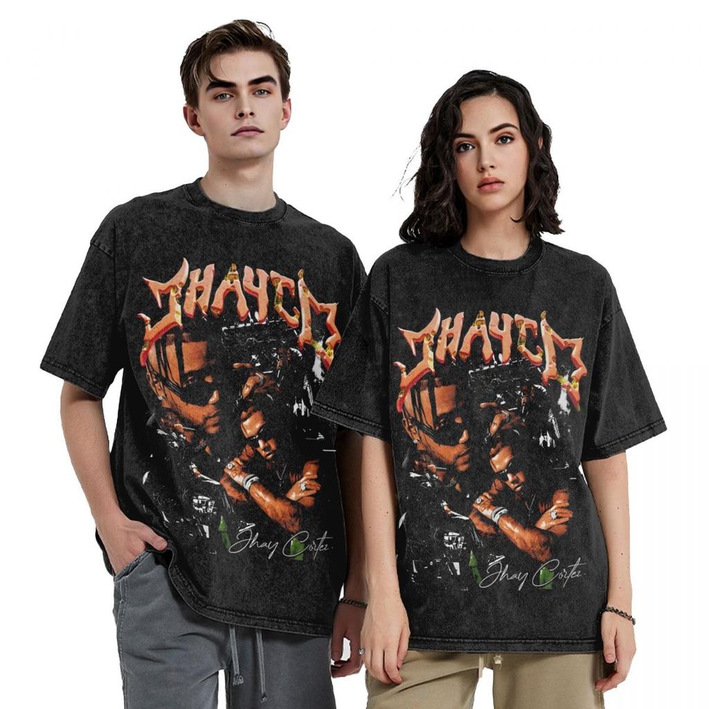 Jhay Cortez Jhayco Рэпер Хип-Хоп Выстиранная Футболка Уличный Стиль Хип-Хоп Винтажные Футболки Топы для Мужчин Женщин Хлопок Оверсайз