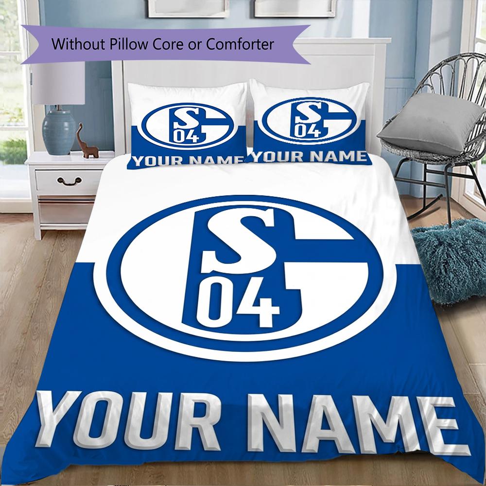 Custom Name FC Schalke 04 Bedding,Quilt Set Quilt Cover Pillowcase Home Birthday Gift(1 * duvet cover + 2 * pillowcase, without core)_xia